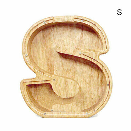 Wooden Piggy Bank, Funny Letter Coin Money Box for Kids & Adults Gift