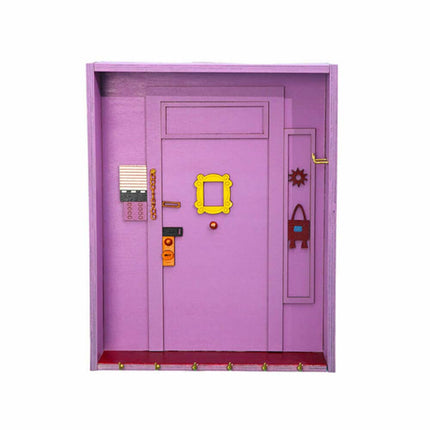 Rustic Wooden Purple Key Holder with Hooks, Entryway Shelf Wall Decor