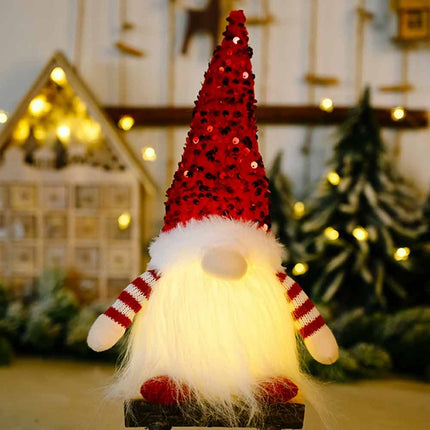 3Pack Christmas Gnome Santa Light Bling Hat Xmas Party Home Table Decor