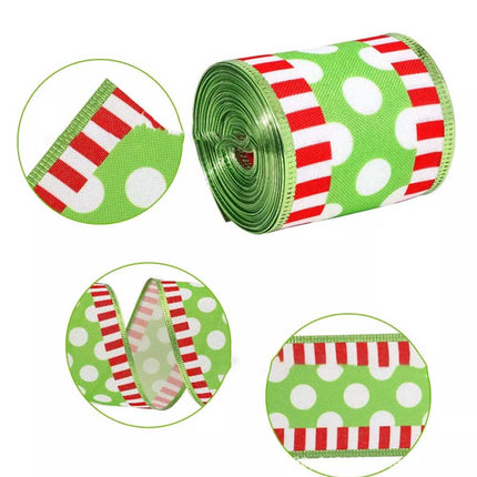 4pcs Christmas Wired Ribbon 2.5In 20Yards for Wreaths Bows DIY