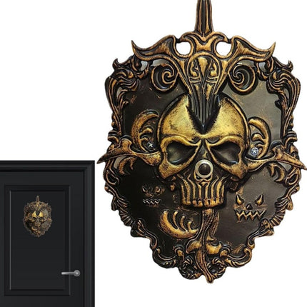 Halloween Iron Skull Doorbell, Spooky Animated Haunted Prop Decor