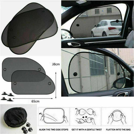 2Pcs Car Sun Shade Cover Blind Mesh Max UV Protection Rear Front Window