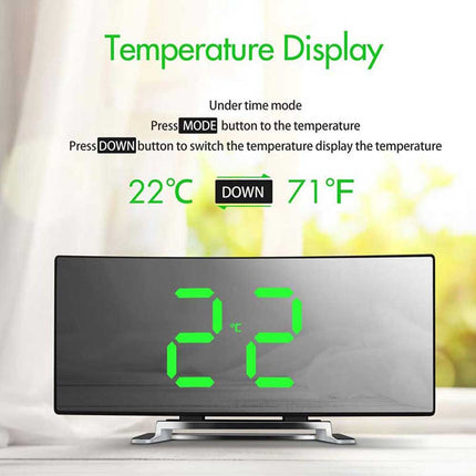 7 Inch Curved LED Digital Alarm Clock Dimmable Electronic Desktop Clock