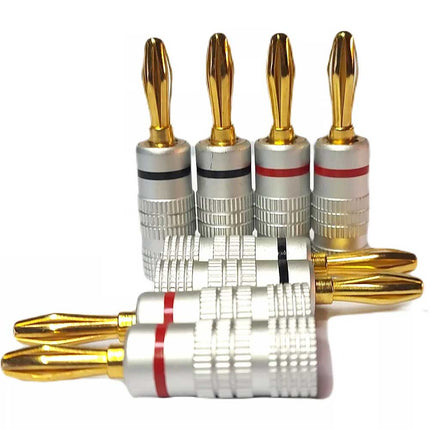 Professional Banana Plugs 8 Pack 24K Gold Plated HiFi Red Black