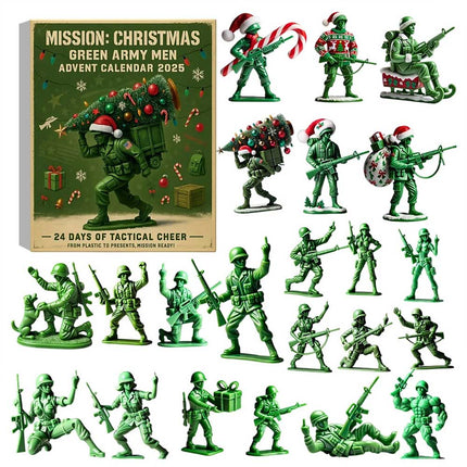 24 Day Christmas Countdown Advent Calendar Green Army Men Toy Gift