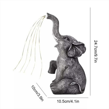 Solar Powered Elephant Statue Resin Garden Light Patio Decor