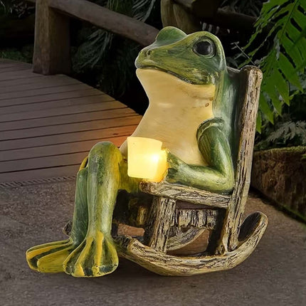Solar Powered Frog Statue LED Light, Mini Garden Ornament Indoor/Outdoor