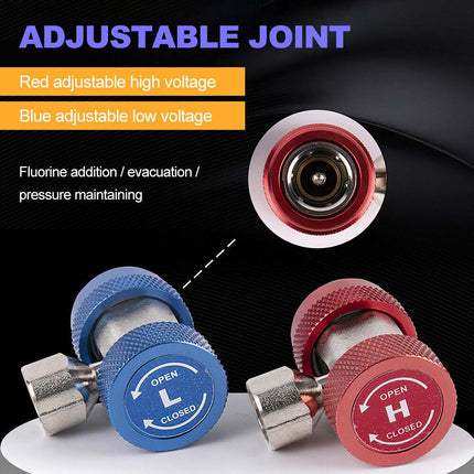 2pcs R134A AC Manifold Adapter Set, High Low Coupler Connector