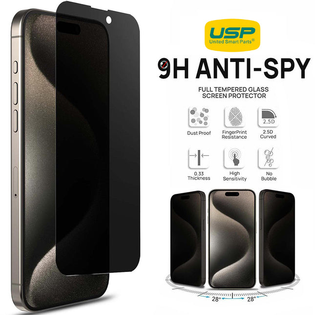 For iPhone 16/15/14/13/12/11 Pro Max/XR, Privacy Tempered Glass Protector