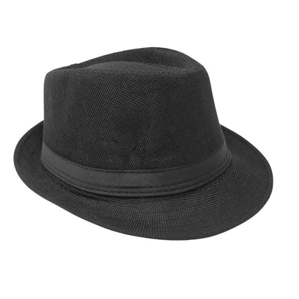 Men Women Summer Fedora Hat Straw Trilby Beach Sun Panama Cap Brim