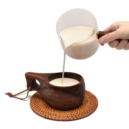 Finnish Kuksa Mug Portable Acacia Wood Handle Cowhide Rope Hook Cup