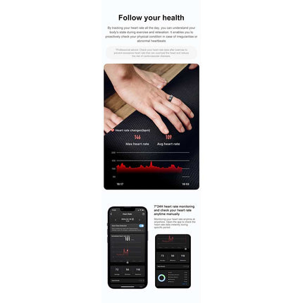 R06 Smart Ring for Men Women Heart Rate Blood Oxygen Fitness Tracker