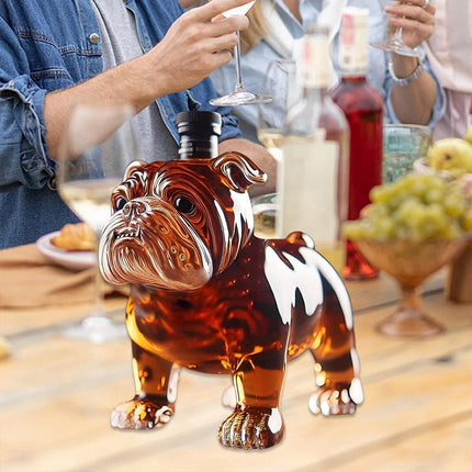 Funny Bulldog-Shaped Whiskey Bottle, Unique Glass Liquor Decanter