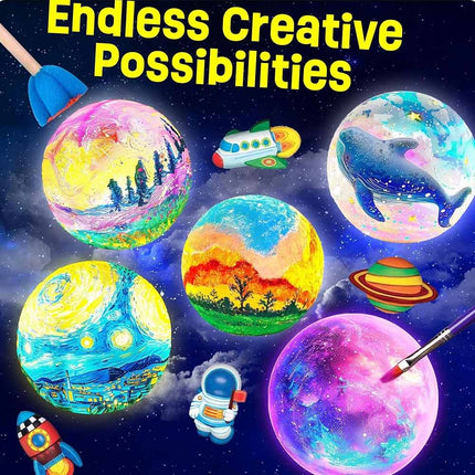 DIY 3D Moon Lamp Kit for Ages 3-12, Paint Your Own Cool Gift for Boys Girls