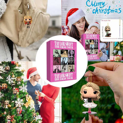 Christmas 24 Days Countdown Advent Calendar Flat Acrylic Pendant Gift