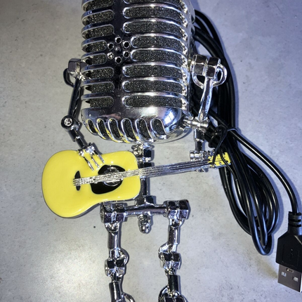 Microphone Robot Lamp with Guitar Lights for Table Desktop Decor USB