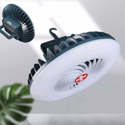 Portable Solar Fan 1200mAh Rechargeable Camping LED Lantern Light Tent