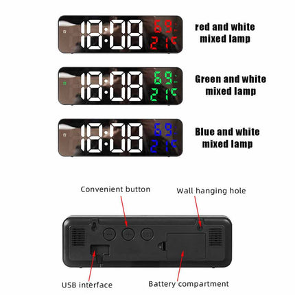 LED Digital Wall Clock, Large Screen with Time, Temperature & Humidity Display