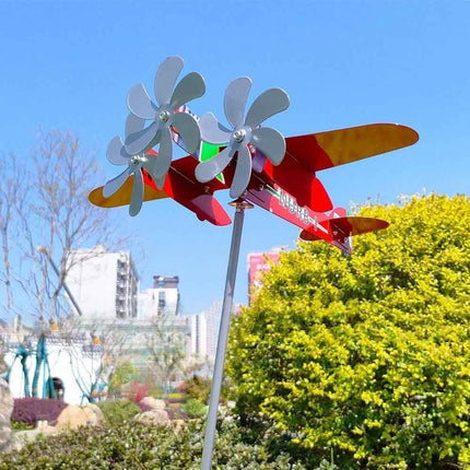 Compass Weather Vane Garden Decoration with Airplane Wind Spinner Windmill