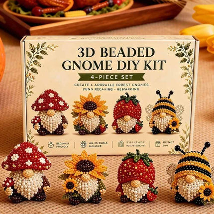 3D Beaded Gnome Craft Kit, DIY Handmade Bead Art Set for Teens & Adults