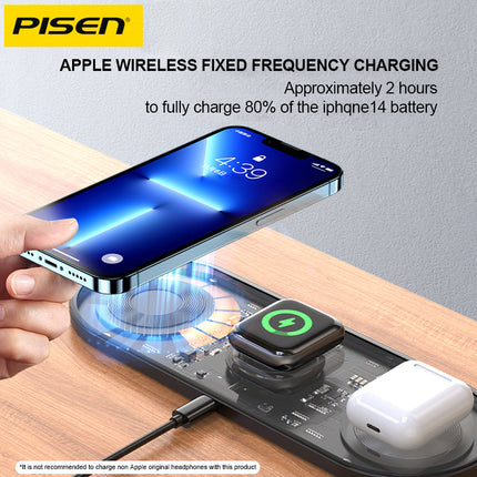 PISEN 3-in-1 Transparent Charging Dock for iPhone AirPods Apple Watch