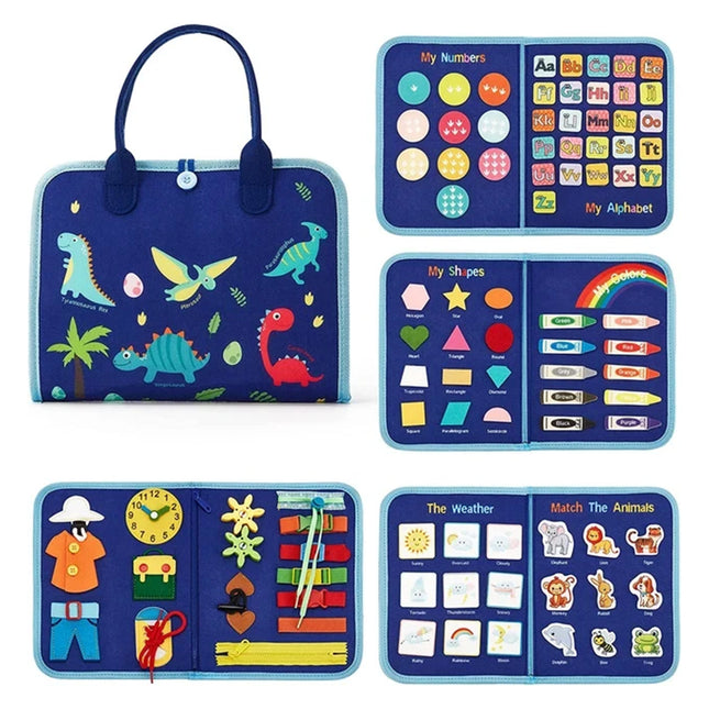 Blue Toddler Montessori Busy Board Intelligence Learning Sensory Toy