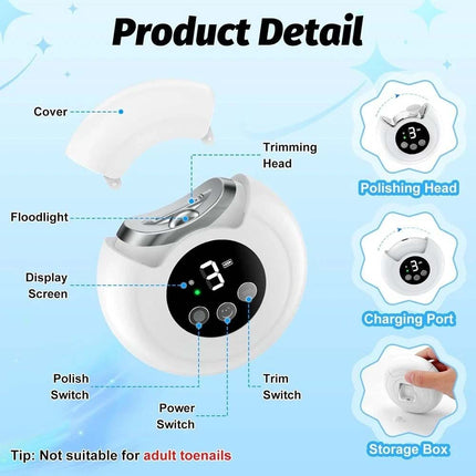 Electric Nail Clippers Rechargeable Automatic Trimmer Safe File Cutter