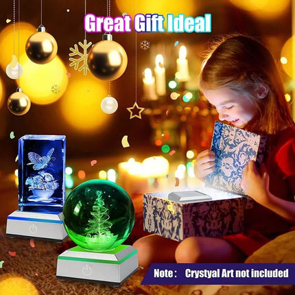 3D LED Light Base Display Stand Square Round for Crystal Art Glass