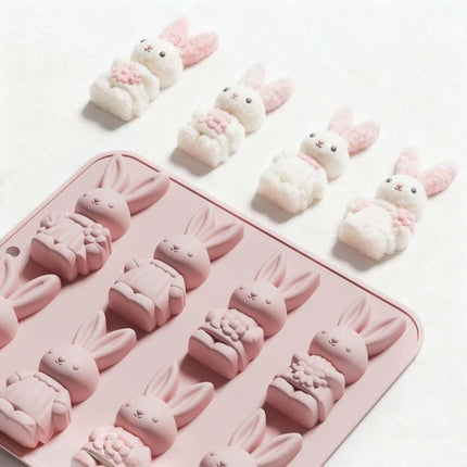 8-Grid Easter Bunny Baking Molds, Food Grade Baking Tools for Cakes
