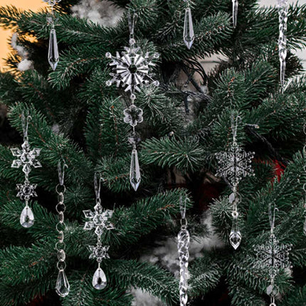 18X Crystal Christmas Ornaments Tree Hanging Snowflake Icicle Pendant Decor