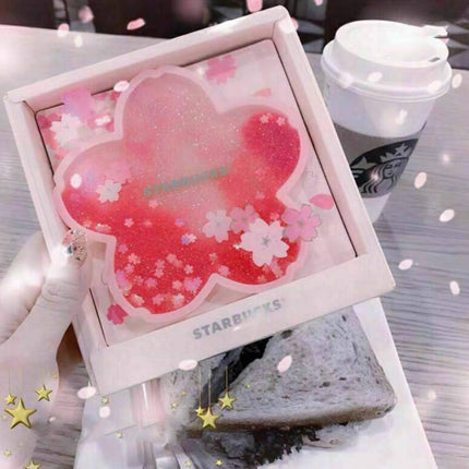 Sakura Glitter Coaster Set, Resin Sparkling Cup Mat, Drink Coaster Gift