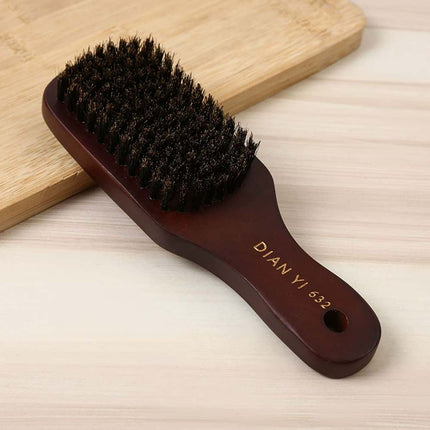 Natural Bristle Paddle Hair Brush Anti-Static Scalp Massage Dark Wood