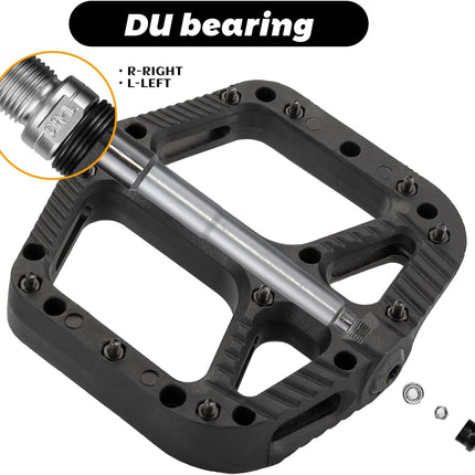 ROCKBROS Nylon Composite MTB Pedals, 9/16" Bearing, Wide Flat Platform
