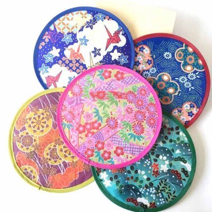 20pcs Art Nylon Hand Fans Round Folding Flying Disk Outdoor