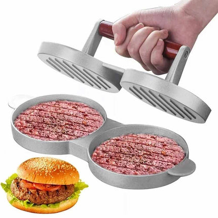 Double Burger Press Hamburger Maker Non-Stick Aluminium Beef Patty BBQ