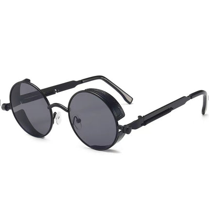 Classic Steampunk Sunglasses for Men Women Retro Round Metal Frame