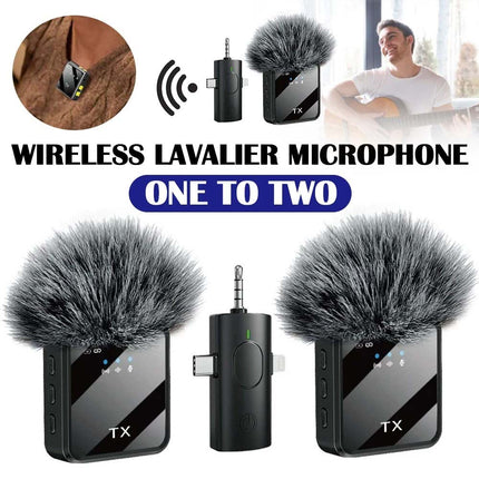 Dual Wireless Lavalier Microphone Plug Play Lapel Mic for iPhone Android