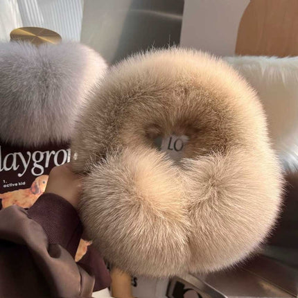Full Cover Real Fox Fur Earmuffs Warm Earflap Headband Collar