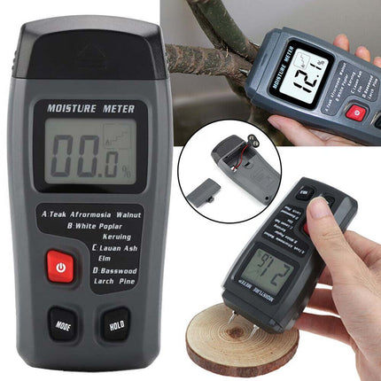 Digital Wood Moisture Meter 2-Pin Damp Detector for Firewood Testing