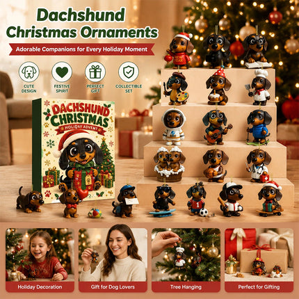 2026 Dachshund Advent Calendar 24 Days Christmas Countdown Acrylic Ornament
