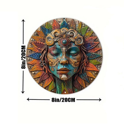 Circular Wooden Wall Art, Garden Wall Decor, Boho Witchy Hanging Gift 20cm