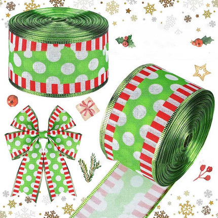 4pcs Christmas Wired Ribbon 2.5In 20Yards for Wreaths Bows DIY