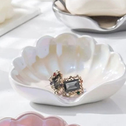 Creative Ceramic Seashell Soap Box, Draining Non-Slip Bathroom Soap Dish