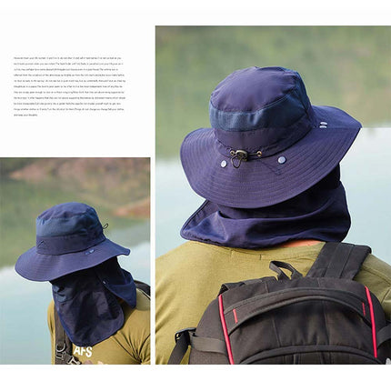 Outdoor Sun UV Protection Fishing Cap Neck Face Flap Hat Wide Brim Summer