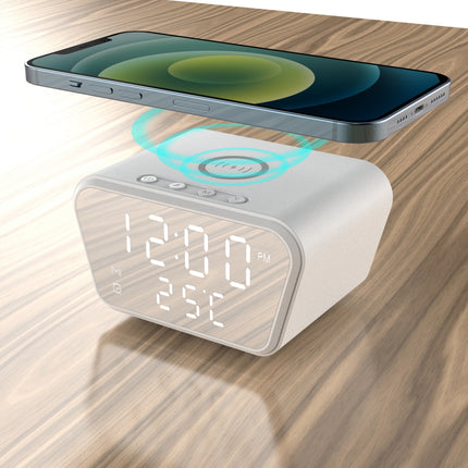 Wireless Charging Alarm Clock 15W Date Temperature Display Bedside