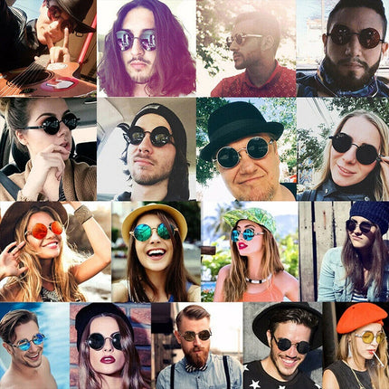 Men Women Steampunk Round Polarized Sunglasses UV400 for Driving Retro