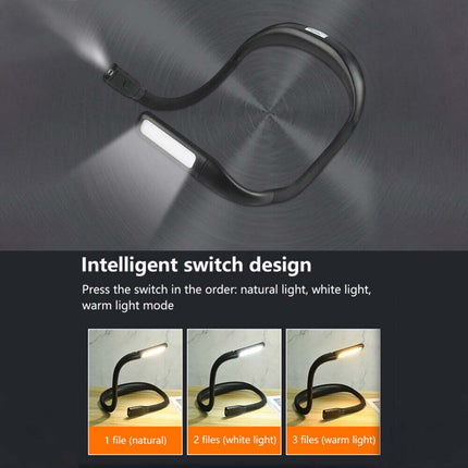 2000mAh USB Rechargeable LED Neck Reading Light, Hands-Free Bed Lamp