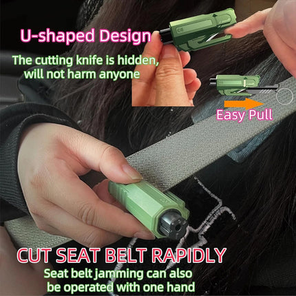 3PCS 2-in-1 Car Window Breaker & Seatbelt Cutter Keychain Glass Hammer