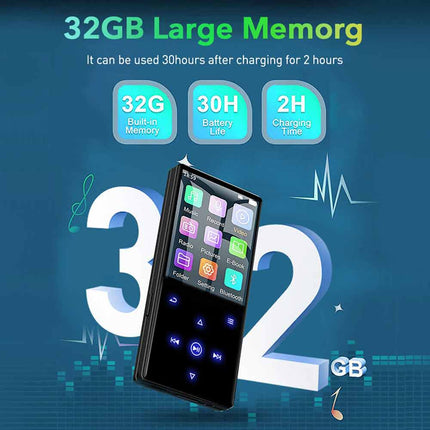 Portable MP3 Player 32GB FM Radio Bluetooth HIFI Sport Music Video Recorder