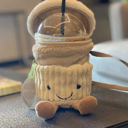 New Amuseable Coffee-To-Go Bag Beige – Soft Plush Toy for Coffee Lovers
